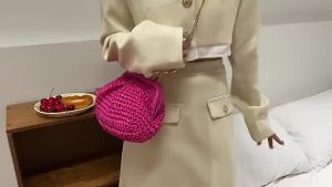 Yogodlns Women Summer Straw Chain Design Small Sling Shoulder Bag Fashion Woven Dinner Clutch Beach Crossbody Bag