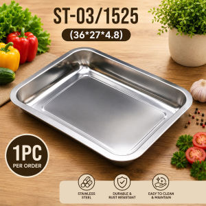 Rectangular stainless steel tray dinner plate Steamed dish Dinner dish Iron dish BBQ(Deep)