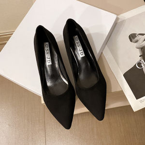 [Free Shipping] Autumn New Collection: Pointed-Toe Shallow-Cut Chunky-Heeled Slip-On High Heels Versatile For Both Indoor And Outdoor Wear Simple And Elegant Perfect For Commuting