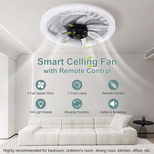 Chandelier Ceiling Light Fan Modern Design for Living Room Smart Ceiling Fan Light with Remote Control Silent 45W 7 Blades 4 Wind Speeds Crystal Lampshade
