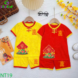Combo 2 Bộ đồ nút tàu hình tết vẹn tròn Bé trai và gái cho bé từ 6kg-30kg.NT19.