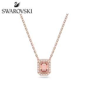 SWAROVSKI Luxury Millenia octagonal cut pink gemstone pendant necklace S925 sterling silver womens fashion necklace