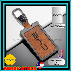 【B131 READY STOCK】BYD Sealion 7 M6 Seal Atto 3 Dolphin Leather Zinc Alloy Key Cover BYD Leather NFC Card Holder