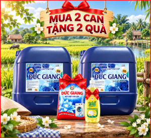 2 Can Nước giặt Đức Giang can 19kg TH hương nước hoa siêu tiết kiệm giặt sạch sâu lưu hương thơm ngát tặng hai quà