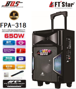 Megapro FTStar FPA-818 Portable Bluetooth Trolley 8  Speaker w/ Wireless Microphone