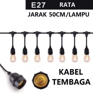 Kabel fiting lampu cafe gantung 10m 10 meter 10 fitting dekorasi outdoor fitting