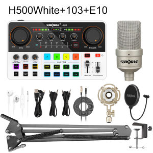 Siborie【Free headset】H500 soundcard+103 mic+E10 headset Full set 3 in 1 Siap COD