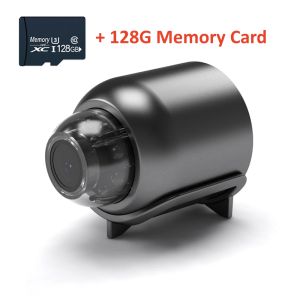 Super Small WiFi Mini Camera 1080P Full HD Wide Angle Lens Night Vision Motion Detection Portable Video Recorder Home Security Camera 128G Memory Card