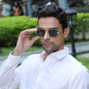 IMPALA QT110W Fashion Men Retro Steampunk Sunglasses Anti Glare Metal Frame UV Protective Sun Glasses for Male Female Driving Fishing Black Spectacles