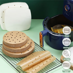 HIFUAR 100pcs Air Fryer Liners Perforated Non-stick Mat Steaming Baking Cooking Air Fryer Sheets Pot Oil Paper Accessories