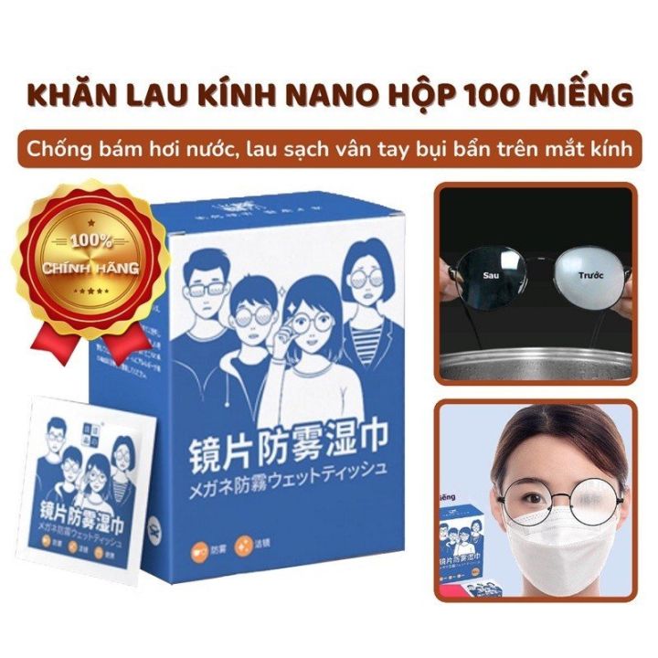 Hộp 100 khăn giấy lau kính NANO lau sạch bụi, chống bám bẩn, chống nhờn trên bề mặt kính, chống bám hơi nước đi mưa, khăn lau kính, khăn lau mắt kính, khăn ướt, khăn giấy lau mắt kính, khăn , khăn nano, khăn giấy nano