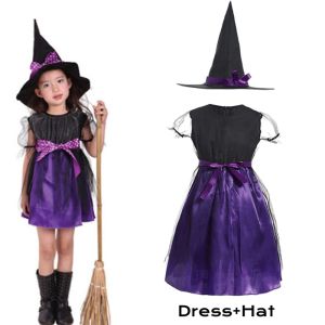 2pcs/3pcs Halloween Costume for Kids Girls 3-13yrs Kids Halloween Cosplay Party Costume Dress Little Girls Cute Little Devil Witch Dress With Hat Kids Carnival Role Play Dresses