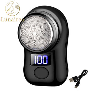 Chicmine Portable Electric Shaver LED Battery Display USB Rechargeable Waterproof Mini Travel Men Rotary Razor Cordless Hair Beard Trimmer Remover Tool