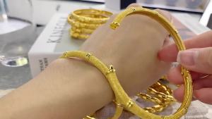 [ Premium Selection ] Dubai 24K Gold-plated Bracelet Indian Bride Wedding Jewelry Gold Bangle Middle Eastern Womens Bracelet