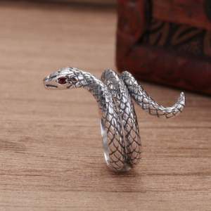 Nhẫn Rắn Bạc Thái Phong Cách Vintage Hở Mẫu Mới Đeo Nam Nữ