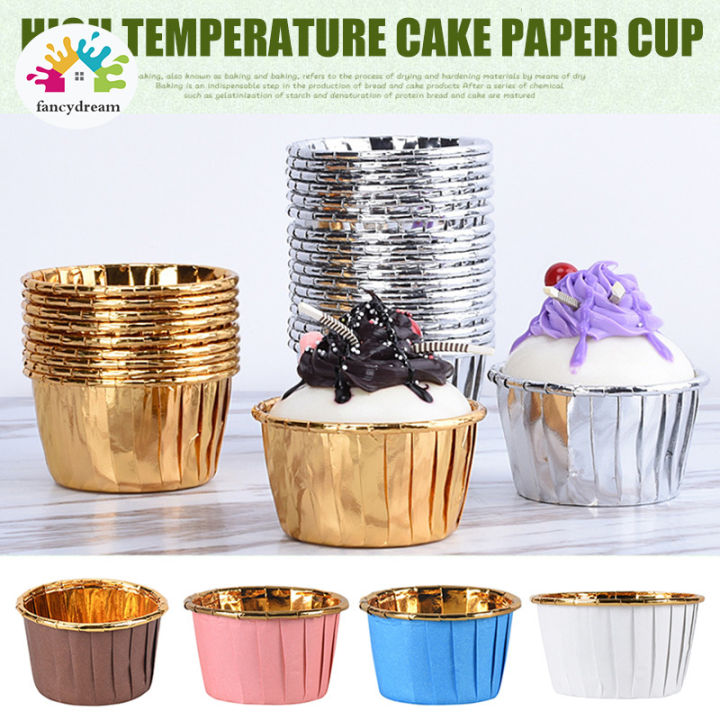 fancydream 50/100pcs Aluminum Foil Cupcake Paper Cupcake Liner Baking Cups  Muffin Cupcake Paper Cups Lazada PH