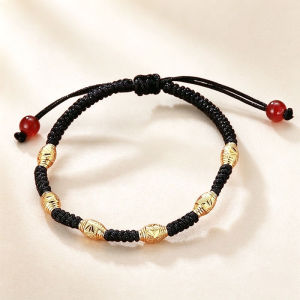 Lucky Red String Bracelet with Fortune Beads Adjustable Braided Fengshui Lucky Charm Amulet Wristband Attract Wealth Money Magnet Protection Jewelry Gift