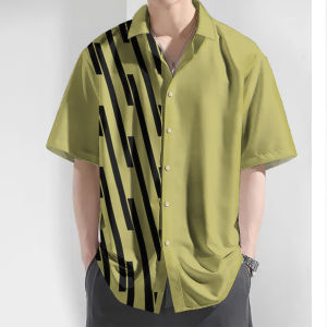 ZEEMIN  3d Striped Print Mens Shirt Summer Casual Short Sleeve Tops Loose Oversized Hawaiian Shirts For Men Quick Dry Man Clothing 2024