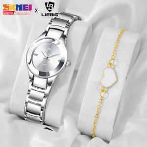 SKMEI XLIEBIG 【Free love bracelet Gift】stainless steel strap quartz movement light luxury and elegant for the office party photo daily glamorous fashion ladies watch L1034