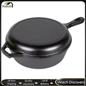 【Vodool】Cast Iron Frying Pan Non-Stick Skillet Pre-seasoned Fry Pan for Frying Baking Grilling Indoor Outdoor Cooking
