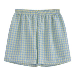 CHCA แบบเอวสูง ชุดขาสั้นผู้หญิงลายตาราง ลูกกวาดสี หลวม ชุดนอนลายตารางกางเกงขาสั้น แฟชั่น ขากว้าง ชุดนอนขาสั้น สาวๆ