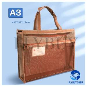 FLYBUY 1pcs A3 Size Art Bag File Document Zipper Expandable Net Envelope Large Capacity