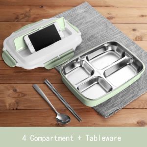FISHERMAN  Portable 304 Stainless Steel Outgoing Bento Lunch Box Leak Proof Microwave Heated Food Container