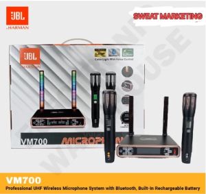 NEW JBL VM700 Professional UHF Wireless Microphone System with Bluetooth Built-In Rechargeable Battery and Color Light with Voice Control