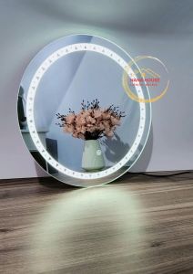 Gương Tròn Treo Tường Có Đèn LED Gương Treo Bàn Trang Điểm Nhà Tắm Nút Cảm Ứng tắt mở Dễ Lắp