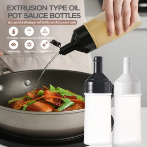 Multipurpose Plastic Salad Ketchup Dressing Squeeze Bottle Kitchen Supplies Transparent Oil Pot Soy Sauce Bottle Pointed Leak-Proof Oil