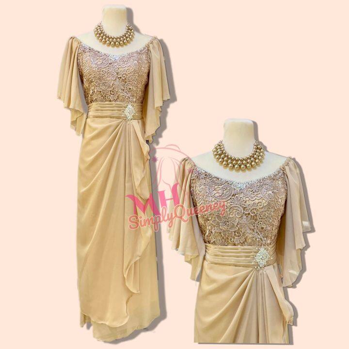 BEIGE MHer MELLISA Elegant Women Dress for Wedding Entourage Mother ...