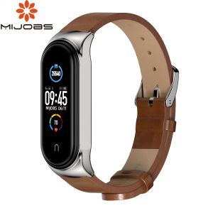 MIJOBS Mi Smart Band 8 Strap for Xiaomi Mi Band 5 / Mi Band 6 / Mi Band 8 9 / Mi Band 7 / mi smart band 6 Wristbands for Mi Band 4 Bracelet PU Leather Wrist Strap Watch Band for Mi Band 3 NFC Global Version Smart Band 8 7 Accessories