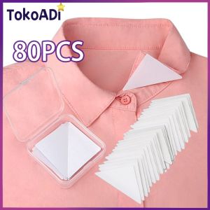 80PCS Prevent Deformation Collar Stays Stickers Anti Roll Stand Collar Shaper Adhesive Shaping Patch Avoid Curl Polo Shirts Fixed Pads