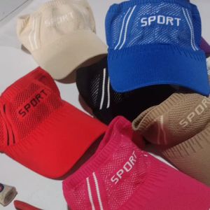 Topi jogging sport sepeda zumba senam golf Rajut start pantai wanita perempuan matahari murah