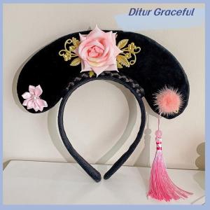 Ditur Flower Chinese Style Headwear Tassel Ancient Style Headband Princess Hair Hoop Hanfu Headdress Hanfu Hair Clip Women