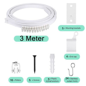 3M/5M Curtain Track Rail Flexible Ceiling Track Curtains Bendable Silent Curtain Rail Track Window Rod Rail Straight Curve Home Decor Accessories