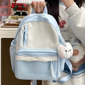 Tas ransel mini lucu pink/tas sekolah cewek smp/Tas Sekolah Anak Perempuan/tas sekolah korea style/Tas Ransel Tas Wanita Fashion Ransel Import /Tas Bahu Korea Import Fashion Warna Tabrakan Kekinian Backpack