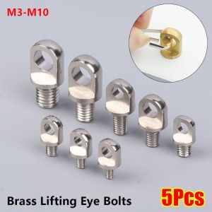 HOTOTO 5Pcs Brass Brass Eye Bolts Copper M3-M10 Lifting Ring Eye Bolt  With Hole Lamp Connector for Wire Rope Plant Light Suspension