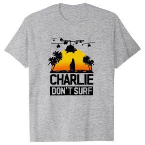 [Local Stock] HBESTY  Charlie Dont Surf Tshirt Man Apocalypse Now Film Movie Men T-shirt Fashion Tee-shirt