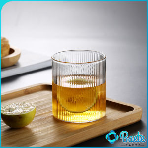 Ribbed Glass Cup Vertical Striped Glass Mug Ice Coffee Cups Transparent Water Cup 300ml 400ml