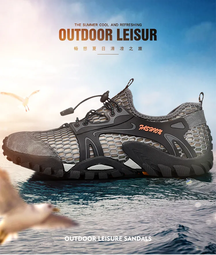 Best Seller merrell shoes for men summer breathable sports outdoor mesh  shoes for men waterproof mesh casual Non-slip wear-resistant hiking shoes  men's mesh shoes wading river shoes High Quality Fishing shoes Cycling