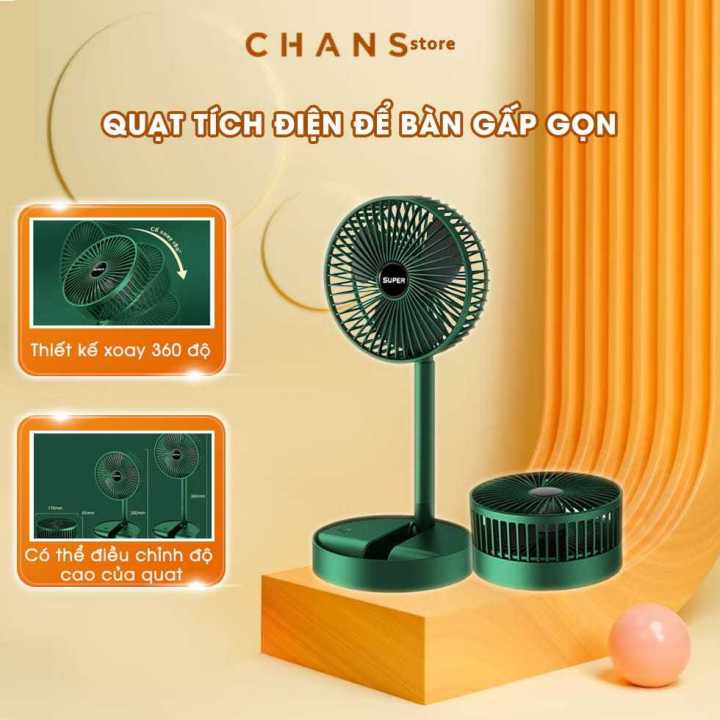 [3 TỐC ĐỘ GIÓ SIÊU MẠNH] QUẠT MINI SẠC ĐIỆN - QUẠT TÍCH ĐIỆN ĐỂ BÀN GẤP ...