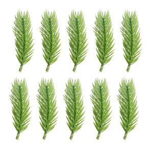 10Pcs Artificial Pine Needles Branches Christmas Tree Green Leaves Fake Pine Stems DIY Xmas Tree Wreath Garland Home Party Decoration