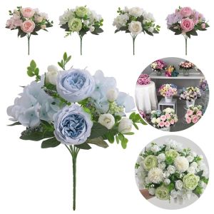 CBHH Silk Petals Artificial Hydrangea Flowers DIY Multicolor Simulation Peony Bouquet Creative Photo Props Floral Arrangement Home Decoration