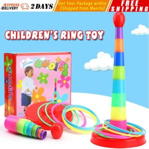 ❤️【Same Day Delivery】【Childrens Puzzle Rainbow Throwing Game】Children Throw Circle Game Ferrule Stacked Toys Fun Indoor Outdoor Parent-Child Interactive Circle Layers Early Education Gift HXT-Throwing-Ferrule-Stacking-Toy