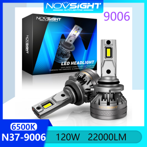 Super Bright Novsight N37 HB4 9006 LED Headlight Bulb 120W 22000LM 6500K White LED Light for Car High Beam/Drop Beam Fog Light Plug and Play 2pcs 2 Years Warranty Free Shipping