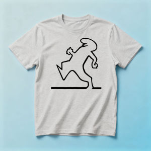 Minimalist Alien Running Line Art Graphic Print Loose Short Sleeve Tee Casual Streetwear Daily Outdoor Wear Men T Shirt