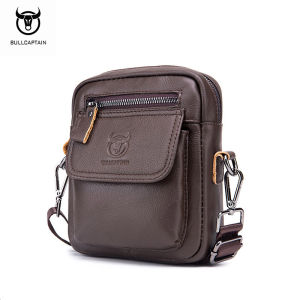 BULLCAPTAIN Mens Business Shoulder Bag Leather Casual Crossbody Bag