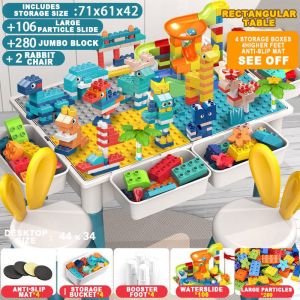 [Local Delivery] Multifunctional ChildrenS Building Block Table Game Learning Drawing Space Sand Activity Brick Toy Building Block Toy Table Meja Mainan Kanak 儿童乐高积木桌