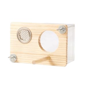HOUCHU Transparent Parakeet Nesting Box Visible Breathable Bird Breeding Box Practical with Perch Bird Cage House Aviary